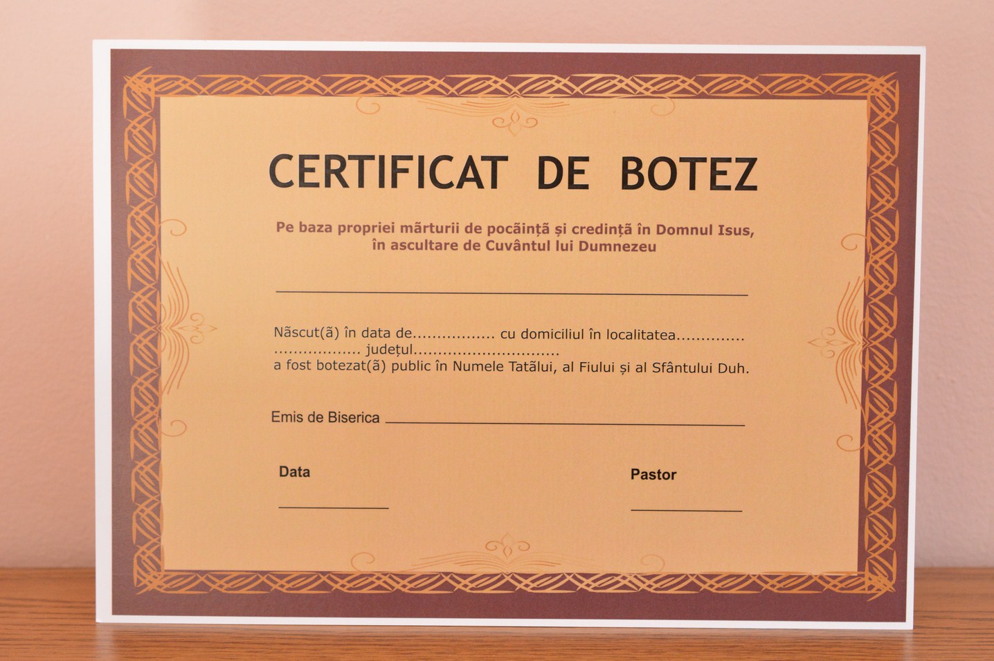 Certificat de Botez - model 2 Certificat de Botez - model 2