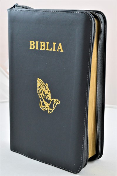 Biblia Planului Profetic - piele, gri inchis, mare, fermoar, margini aurite, simbol maini, cuv. lui Isus cu rosu Biblia Planului Profetic - piele, gri inchis, mare, fermoar, margini aurite, simbol maini, cuv. lui Isus cu rosu