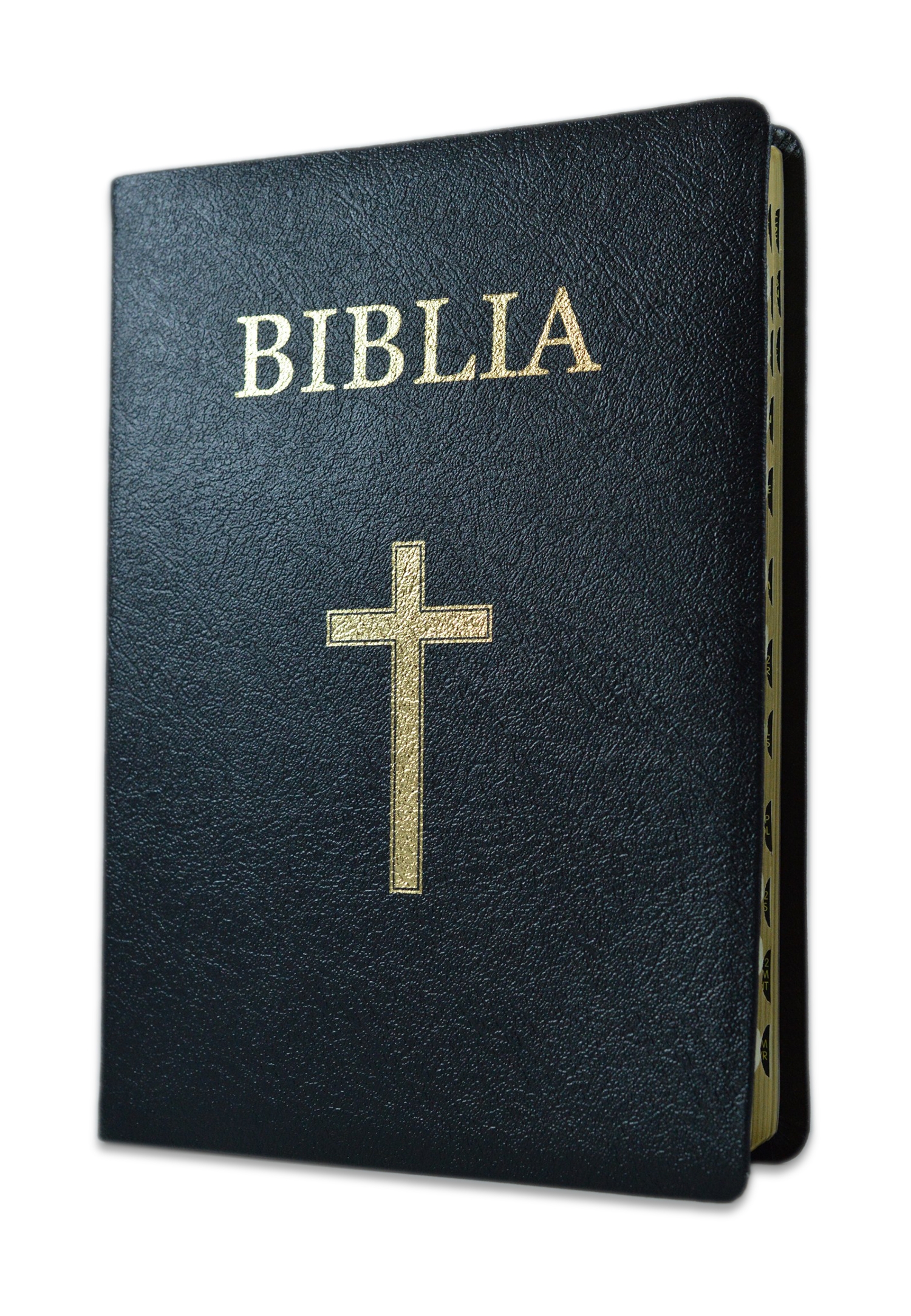 Biblia pentru amvon, foarte mare, piele, neagra, aurita, index, materiale ajutatoare, cu cruce [093 PI]