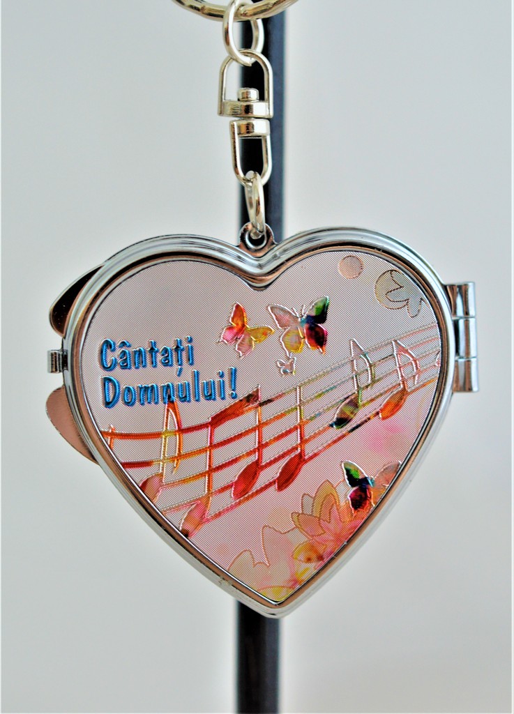 Breloc metal cu oglinda - Canta-ti Domnului (Model 2)