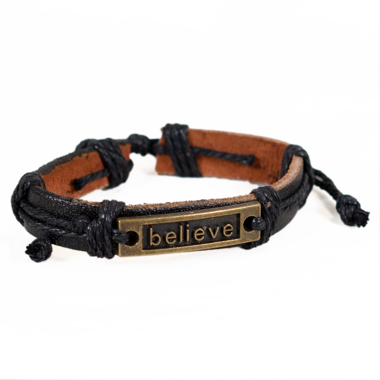 Bratara din piele negra - " Believe" Bratara din piele negra - " Believe"