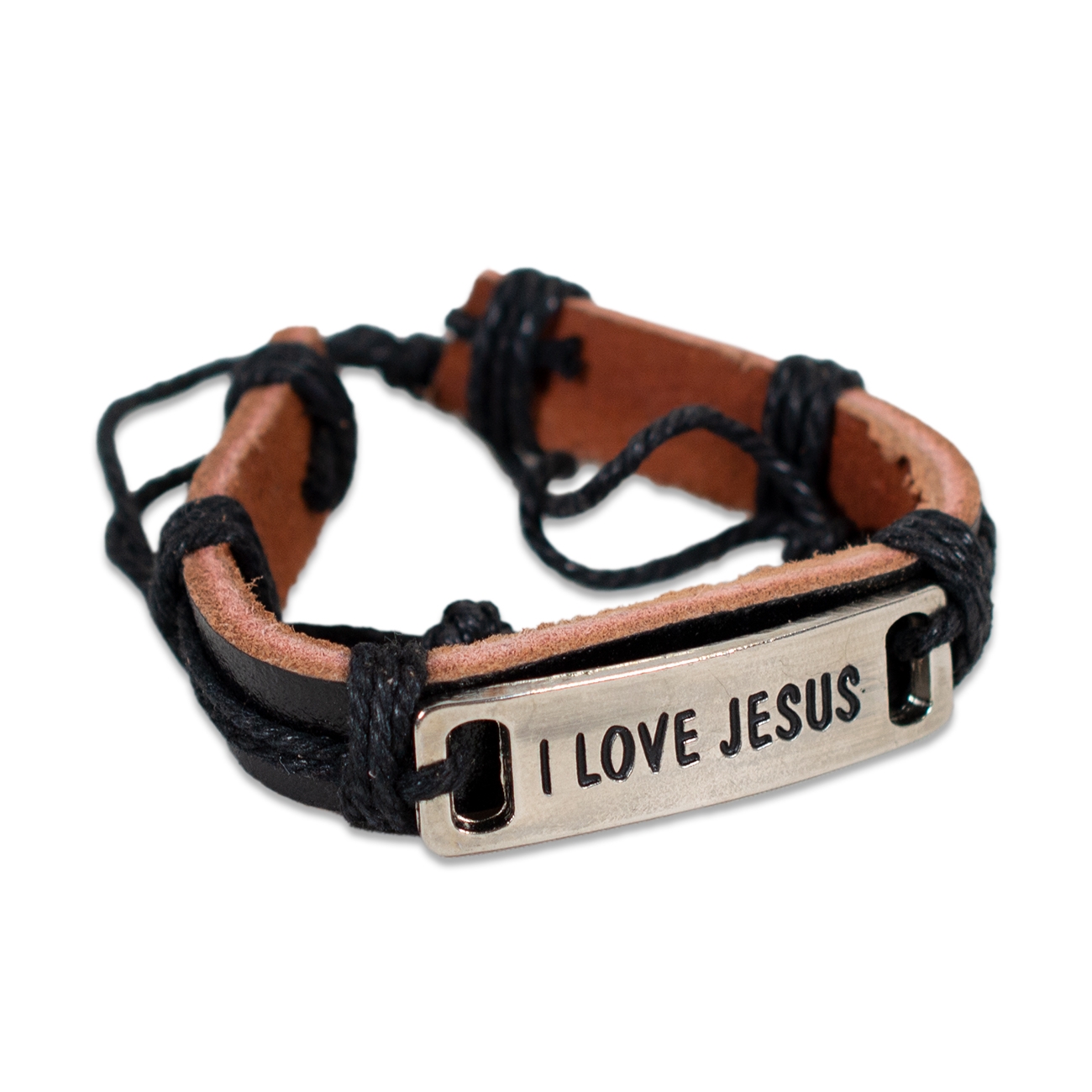 Bratara din piele neagra - "I Love Jesus" Bratara din piele neagra - "I Love Jesus"
