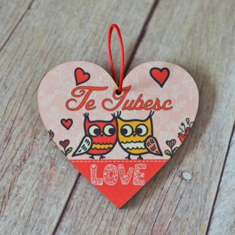 Tablou motivational inima (12x11 cm) -  TE IUBESC Tablou motivational inima (12x11 cm) -  TE IUBESC