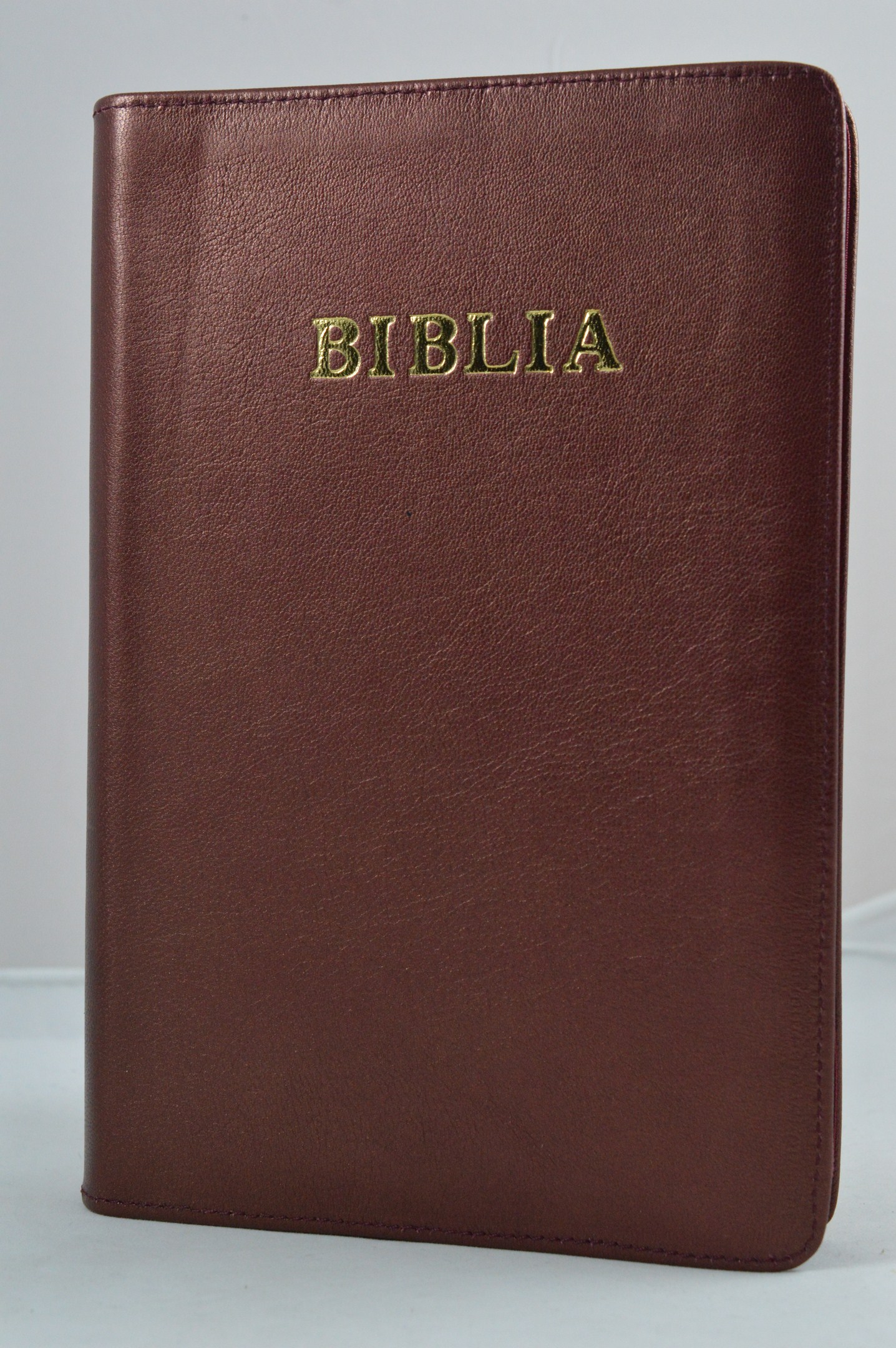 Biblia mare, coperta piele, culoare visiniu sidefat, fermoar [VS 073 PF]