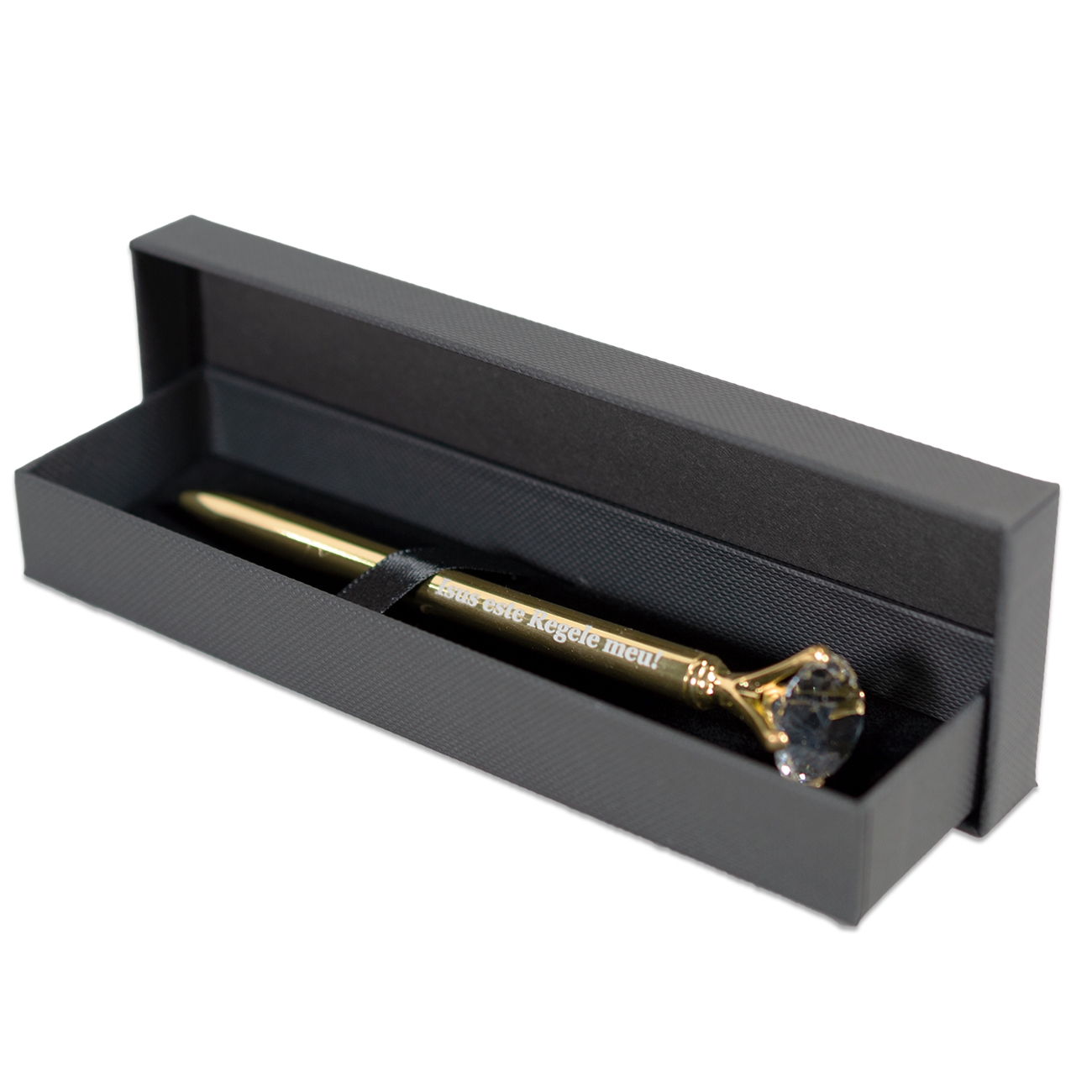 Pix metalic gold in cutie neagra - Isus este Regele meu! Pix metalic gold in cutie neagra - Isus este Regele meu!