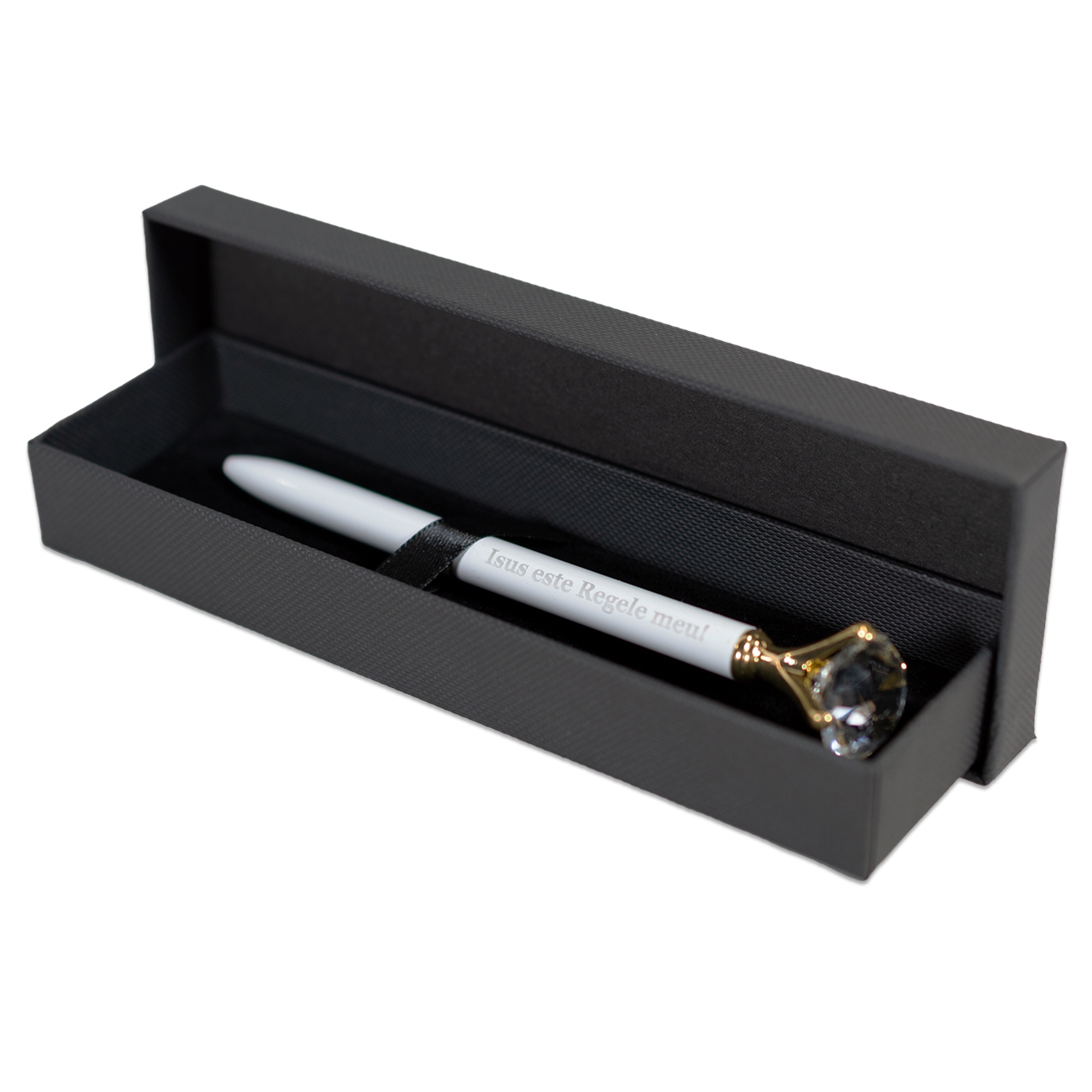 Pix metalic alb in cutie neagra - Isus este Regele meu! Pix metalic alb in cutie neagra - Isus este Regele meu!