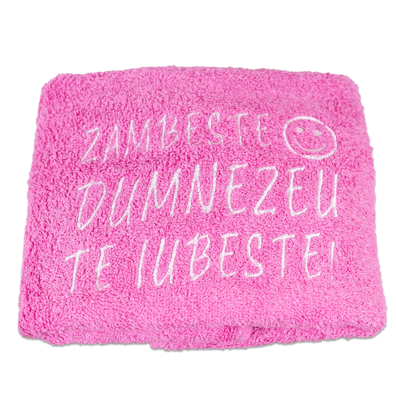 Prosop personalizat- Zambeste Dumnezeu te iubeste!(magenta) Prosop personalizat- Zambeste Dumnezeu te iubeste!(magenta)