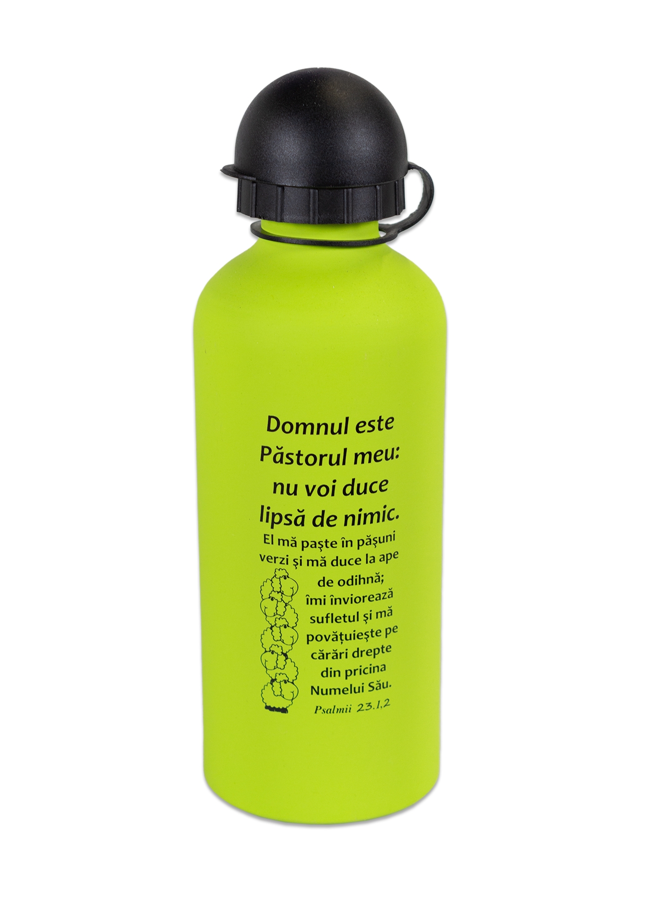 Sticla metalică pentru copii, Domnul este păstorul meu (verde lime) Sticla metalică pentru copii, Domnul este păstorul meu (verde lime)