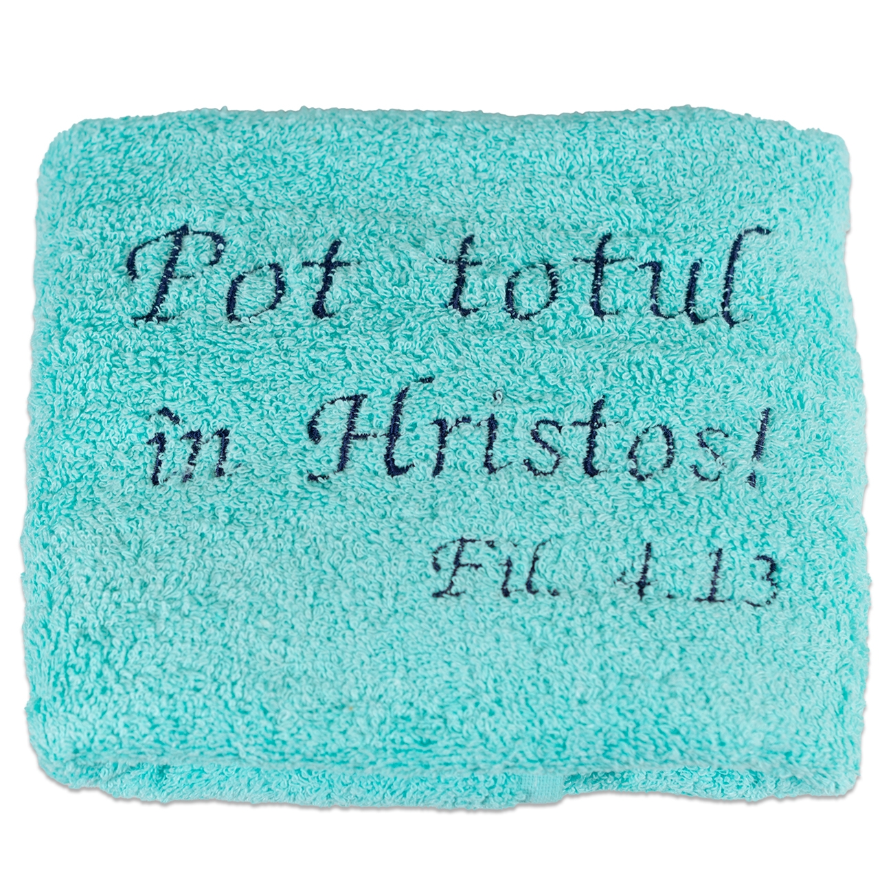 Prosop brodat - Pot totul in Hristos! (turcoaz) Prosop brodat - Pot totul in Hristos! (turcoaz)