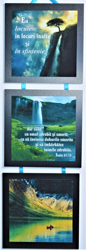 Set 3 mini tablouri - Eu locuiesc in locuri inalte si in sfintenie Set 3 mini tablouri - Eu locuiesc in locuri inalte si in sfintenie