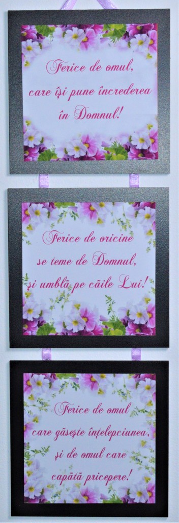 Set 3 mini tablouri - Ferice de omul, care isi pune increderea in Domnul Set 3 mini tablouri - Ferice de omul, care isi pune increderea in Domnul