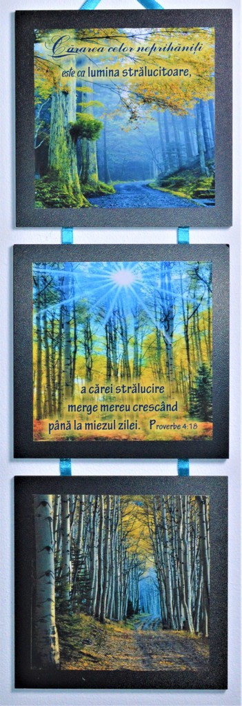 Set 3 mini tablouri - Cararea celor neprihaniti este ca lumina stralucitoare Set 3 mini tablouri - Cararea celor neprihaniti este ca lumina stralucitoare