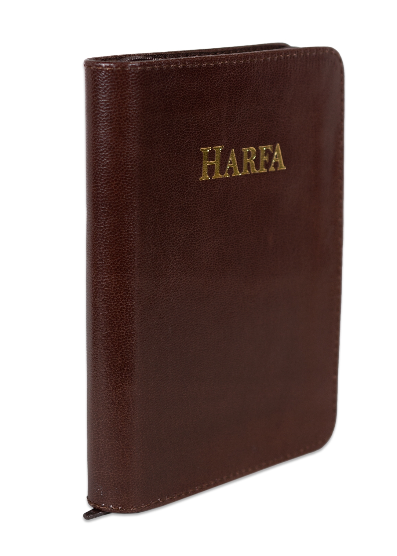 Biblia mica, piele, maro închis, index, fermoar, margini aurii, cuv. lui Isus in rosu [047 PFI]