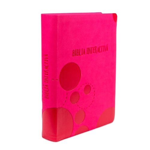 Biblia interactiva pentru tineri - trad. Cornilescu, coperta piele ecologica, margini argintii, roz