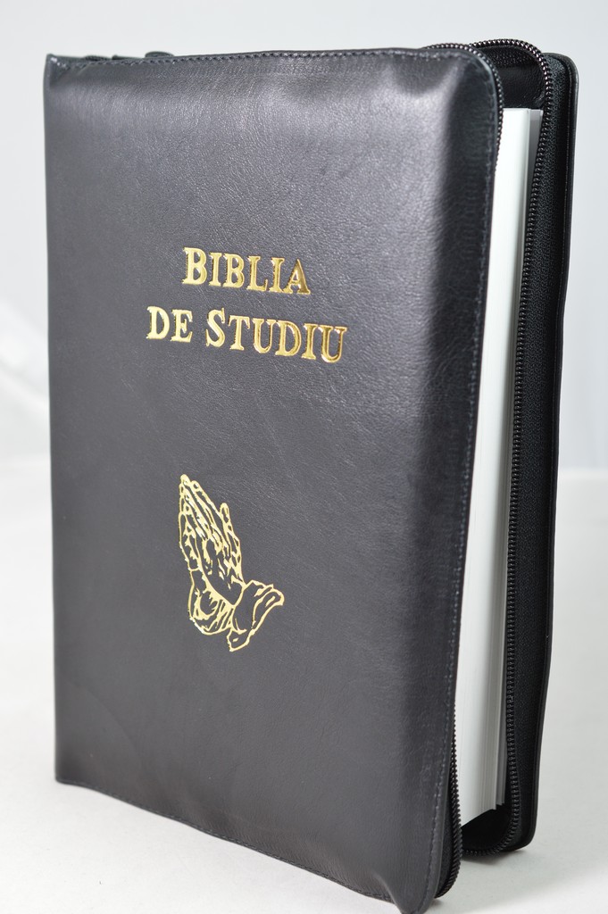 Biblia de studiu Andrews, explicatii+concordanta+harti,  mare, coperta piele, neagra, fermoar, simbol maini Biblia de studiu Andrews, explicatii+concordanta+harti,  mare, coperta piele, neagra, fermoar, simbol maini