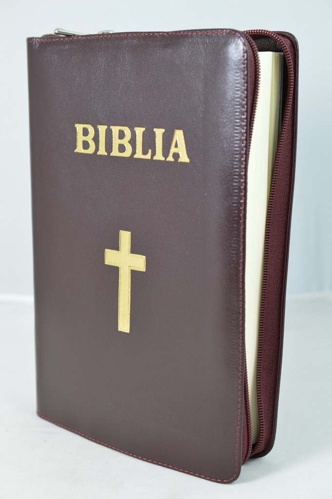 Biblia – ediție omagială 100 de ani de la Marea Unire, piele, visinie, fermoar Biblia – ediție omagială 100 de ani de la Marea Unire, piele, visinie, fermoar