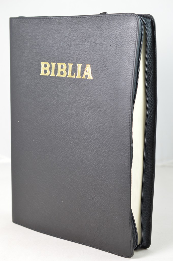 Biblia foarte mare, scris foarte mare, piele, fermoar, culoare neagra [093 PF](ANTICARIAT)