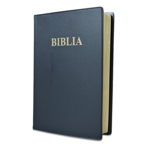 Biblie medie, coperta flexibila,neagra, fara fermoar, margini aurii, cuv. lui Isus cu rosu [052 IP]