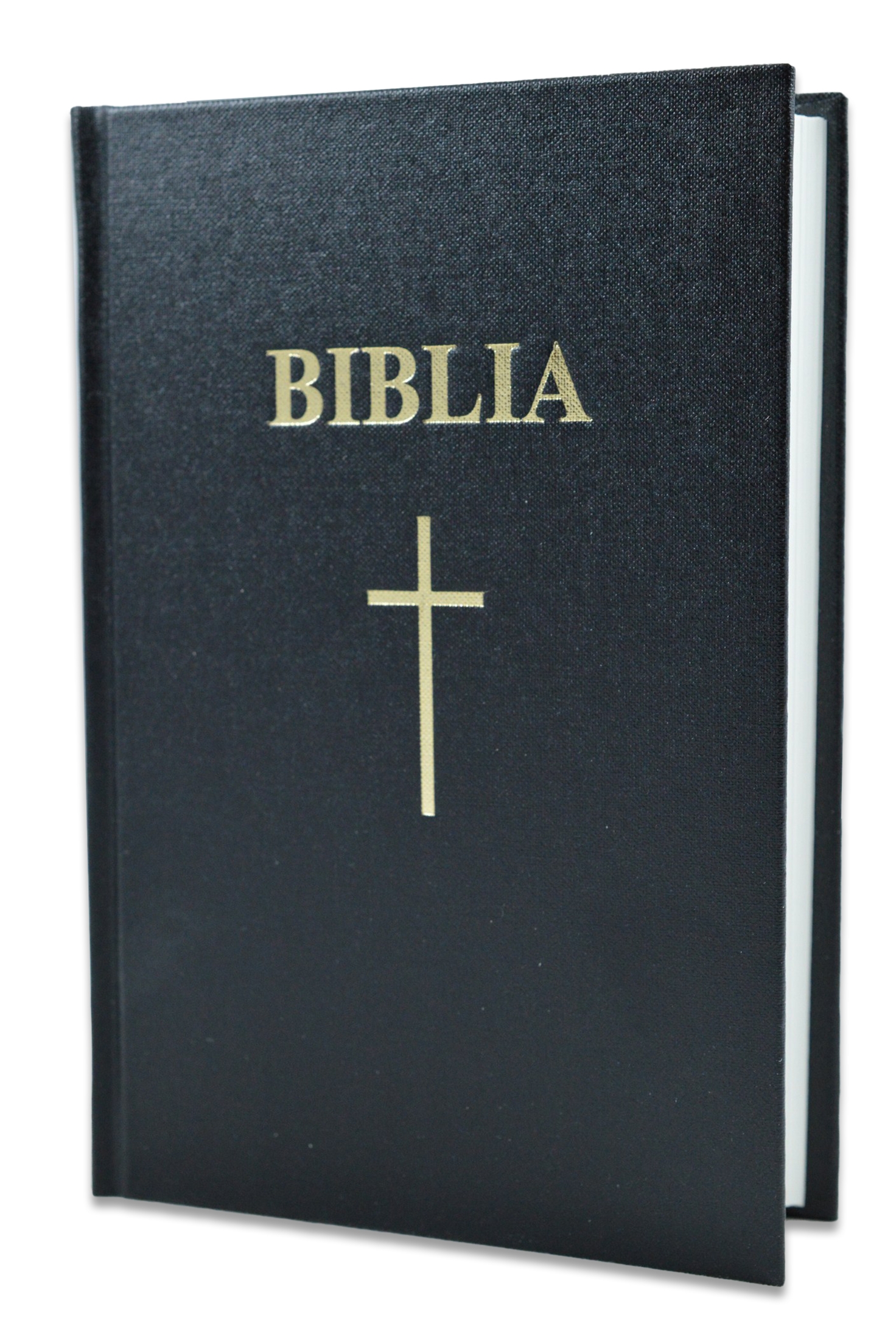Biblie marime medie, coperta tare, neagra, cu cruce, cuvintele lui Isus cu rosu [053 CT]