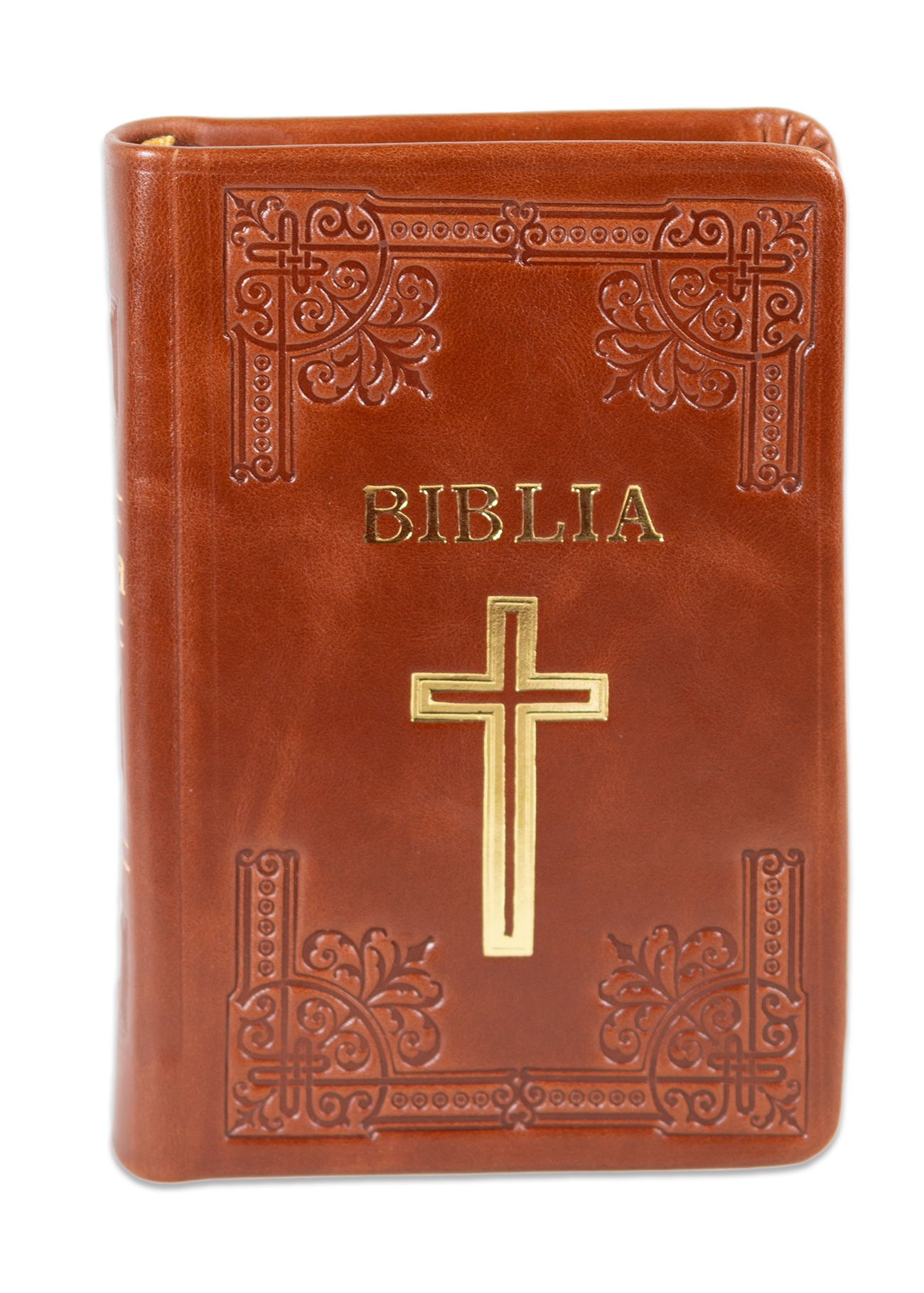 Biblia Ortodoxa, marime mica, hand made, imbracata in piele, margini aurii, culoare maro, cu cruce (cu aprobarea Sf. Sinod) Biblia Ortodoxa, marime mica, hand made, imbracata in piele, margini aurii, culoare maro, cu cruce (cu aprobarea Sf. Sinod)