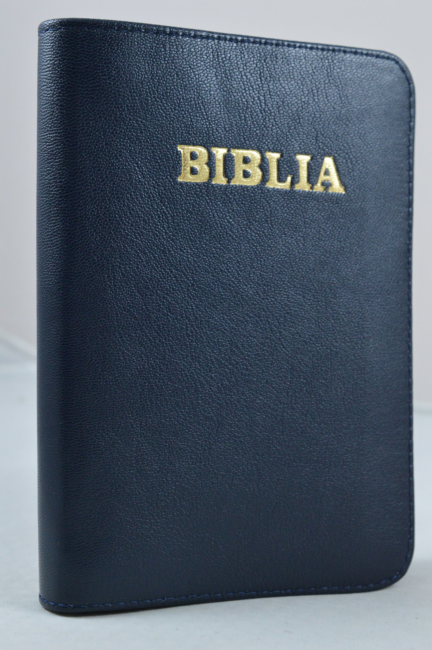 Biblia mare, coperta piele, culoare bleumarin inchis, fermoar [VS 073 PF]