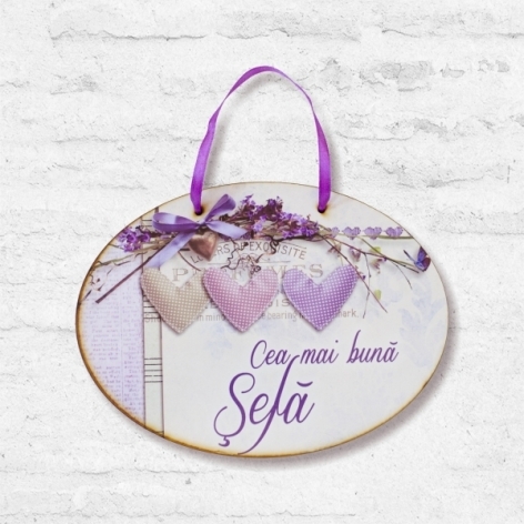 Tablou motivational  lemn oval (23x17cm) - Cea mai buna sefa Tablou motivational  lemn oval (23x17cm) - Cea mai buna sefa