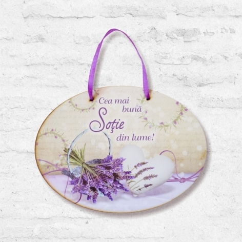 Tablou motivational  lemn oval (23x17cm) - Cea mai buna sotie din lume Tablou motivational  lemn oval (23x17cm) - Cea mai buna sotie din lume