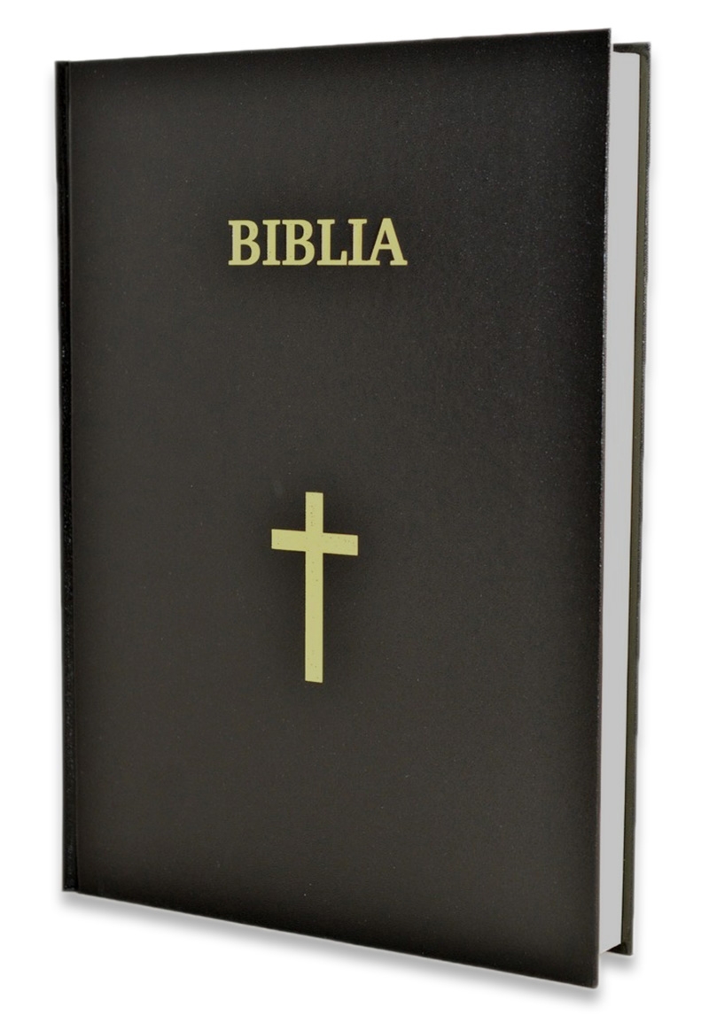 [ANTICARIAT] Biblia cu scris foarte mare, marime foarte mare, format A4, coperta tare, neagra, cu cruce, trad. Cornilescu SI 093 CT (Produs cu defect)