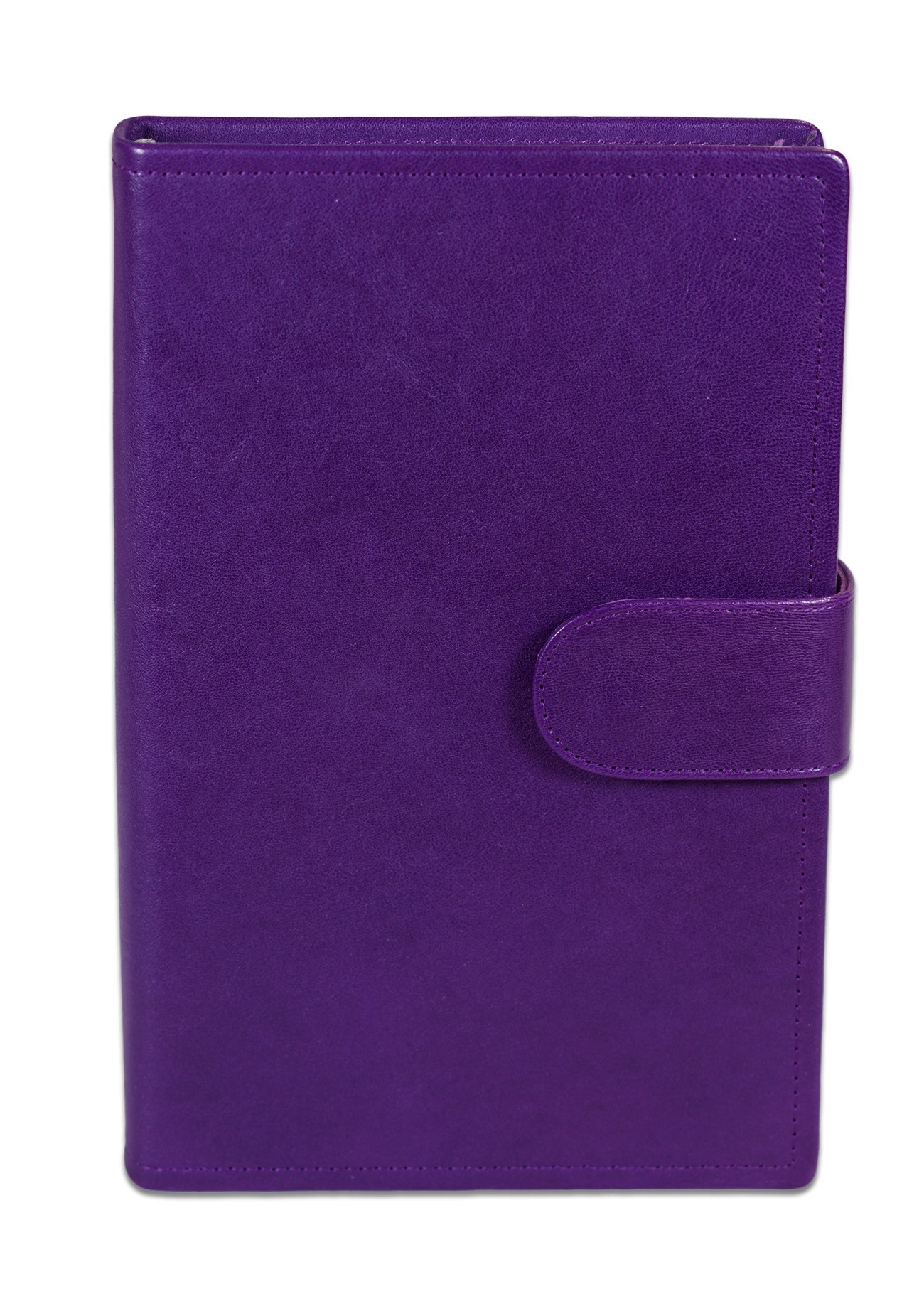 Biblie mare, piele, mov, bareta cu capsa, index, margini argintii, cuv. Isus cu rosu + inel pentru pix [MAR 073 PCI]