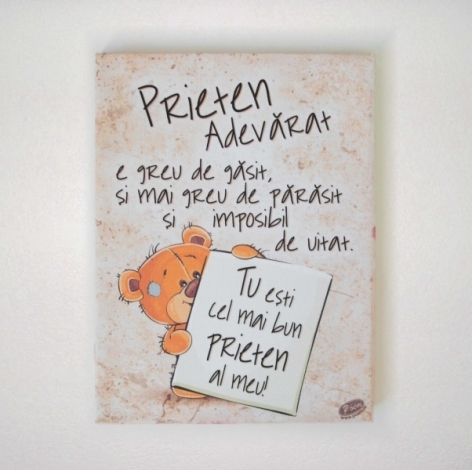 Tablou motivational  textil (15x20x2cm)  -  Prieten adevarat Tablou motivational  textil (15x20x2cm)  -  Prieten adevarat