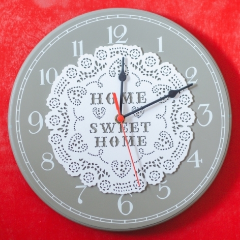 Ceas de perete rotund  gri ( 30x30x3cm) -  Home sweet home Ceas de perete rotund  gri ( 30x30x3cm) -  Home sweet home