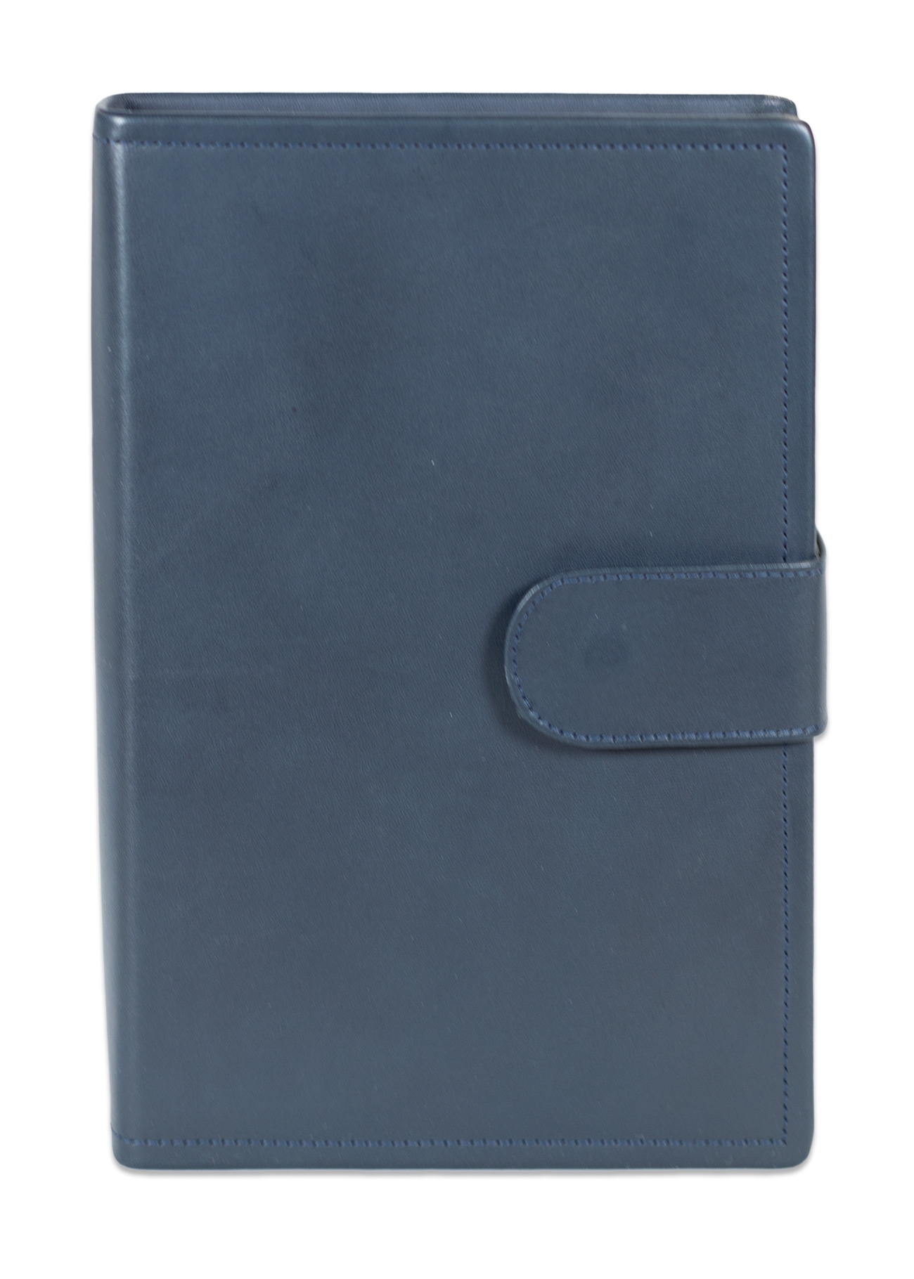 Biblie mare, piele, bleumarin, bareta cu capsa, index, margini argintii, cuv. Isus cu rosu + inel pentru pix [MAR 073 PCI]