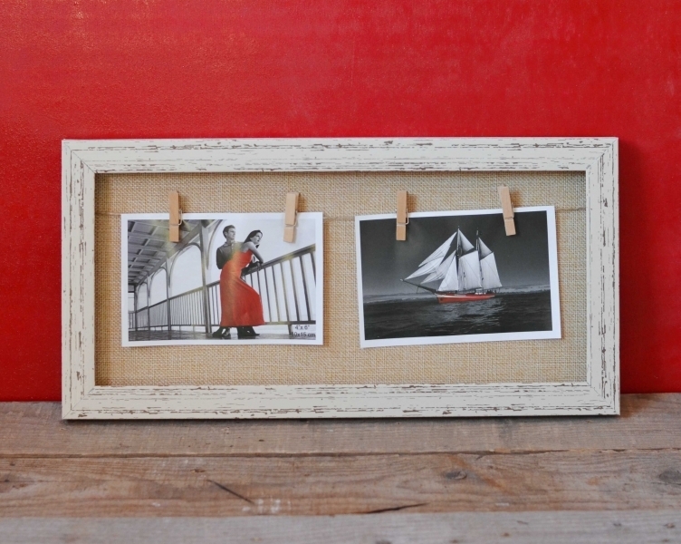 Rama foto din lemn (bej) -  2 poze (60x30x2.5 cm) Rama foto din lemn (bej) -  2 poze (60x30x2.5 cm)