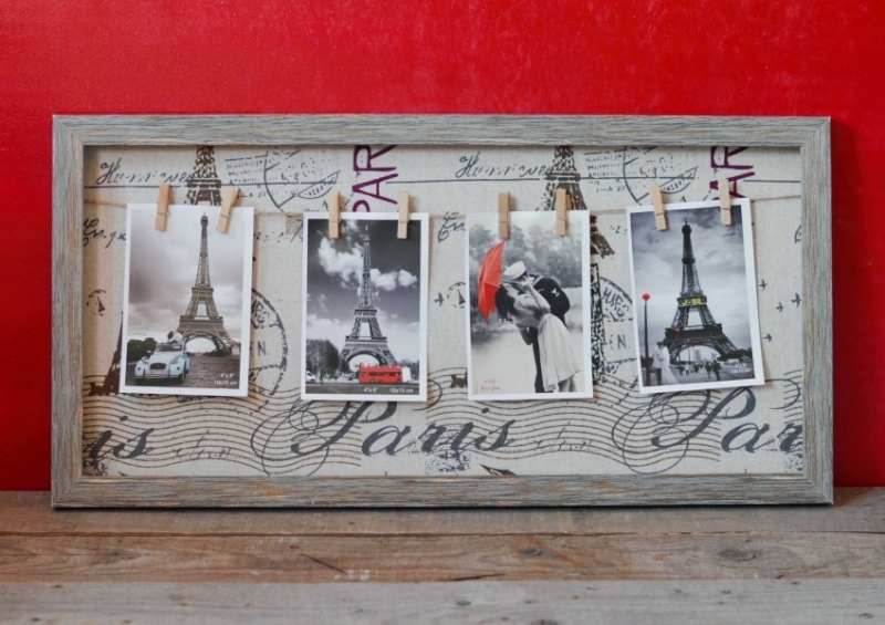 Rama foto colaj (gri) - tablou 4 poze (60x30x2.5 cm)