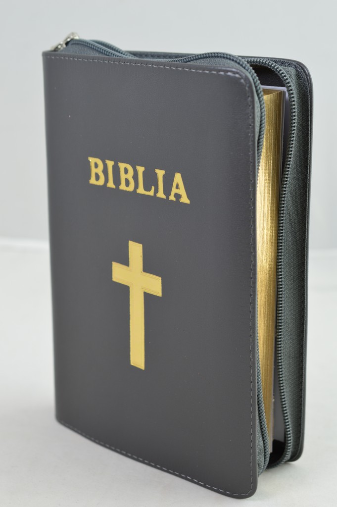 Biblia Ortodoxa, marime mica, coperta piele, gri, fermoar, margini aurite (cu aprobarea Sf. Sinod) Biblia Ortodoxa, marime mica, coperta piele, gri, fermoar, margini aurite (cu aprobarea Sf. Sinod)