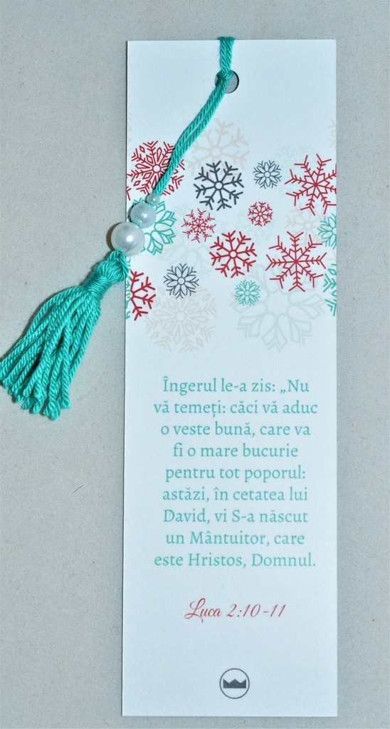 Semn de carte cu verset biblic si ciucure - Ingerul le-a zis...