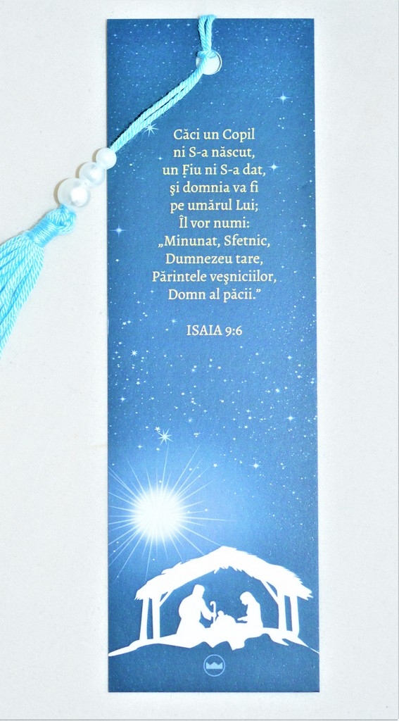 Semn de carte cu verset biblic si ciucure - Caci un Copil ni S-a nascut (Model1) Semn de carte cu verset biblic si ciucure - Caci un Copil ni S-a nascut (Model1)