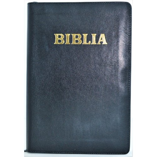 Biblia NTR (Noua Traducere), coperta piele, neagra,index, fermoar, margini argintii