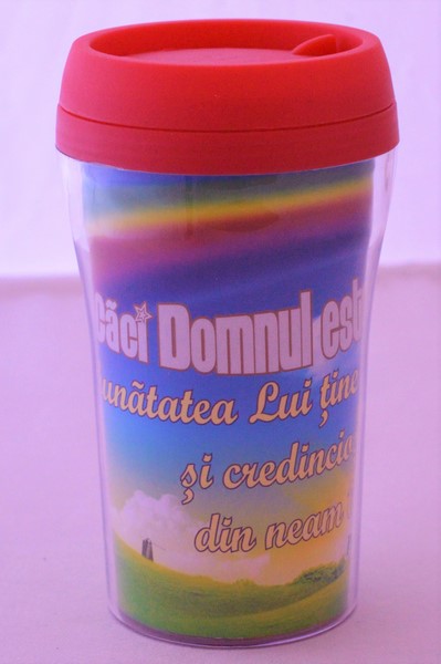 Cana termoizolanta - Caci Domnul este bun (rosu )