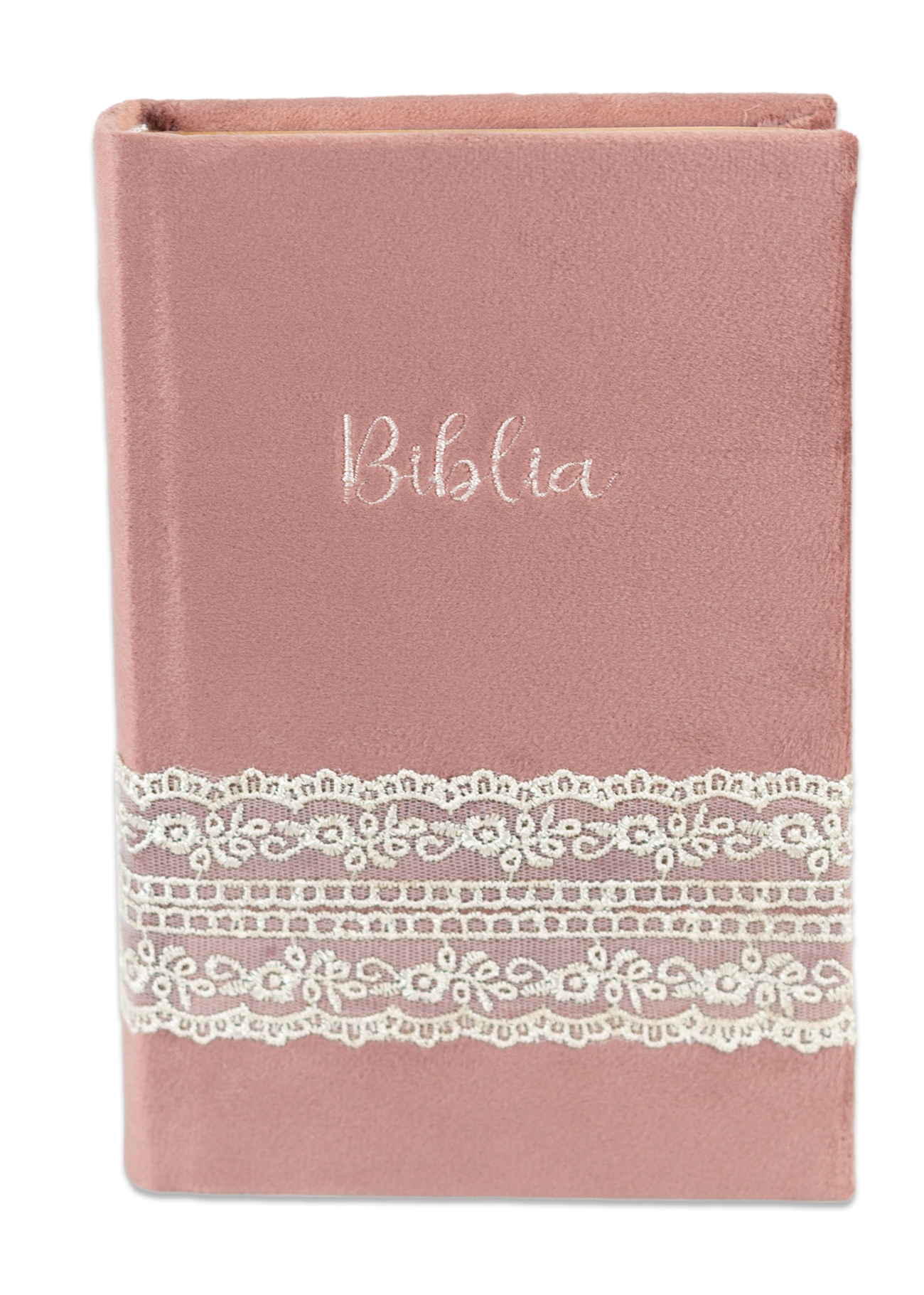 Biblia handmade, model 41, marime medie, coperta tare textila, margini aurii, index, cuv. lui Isus cu rosu [SI 057 HM]