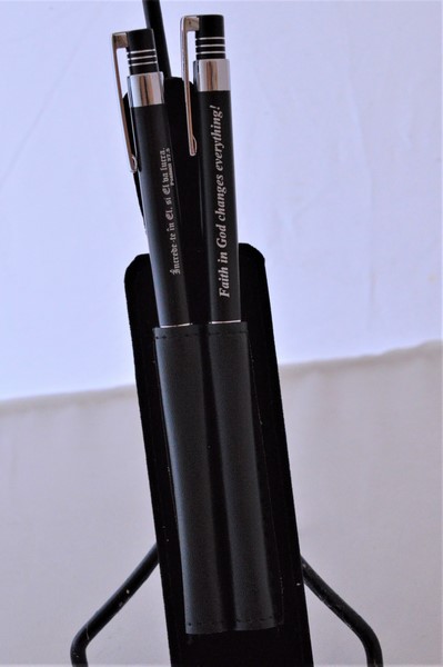 SET PIX SI CREION NEGRU SATINAT-faith in God/Increde-te in El