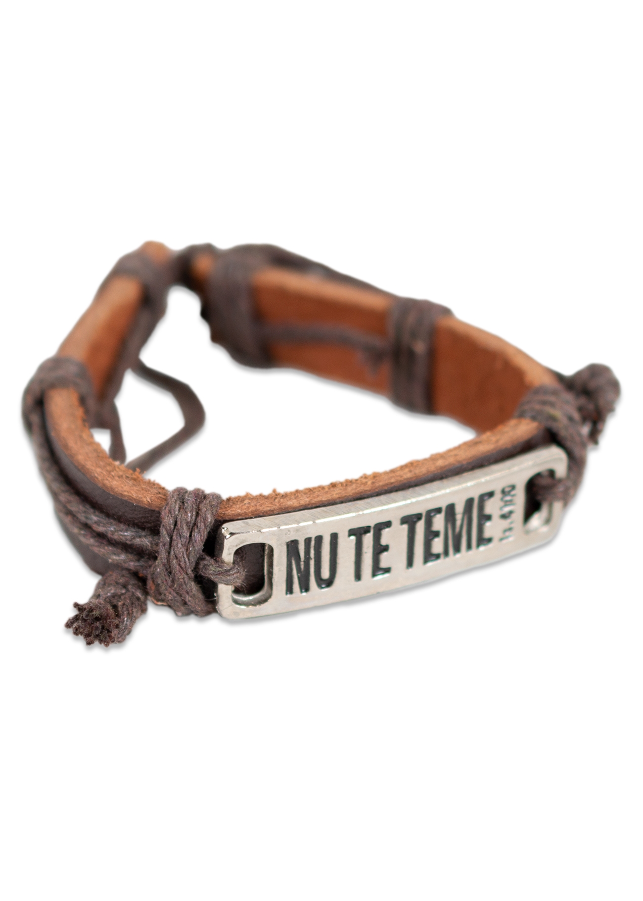 Bratara din piele maro inchis  - "Nu te teme!" Bratara din piele maro inchis  - "Nu te teme!"