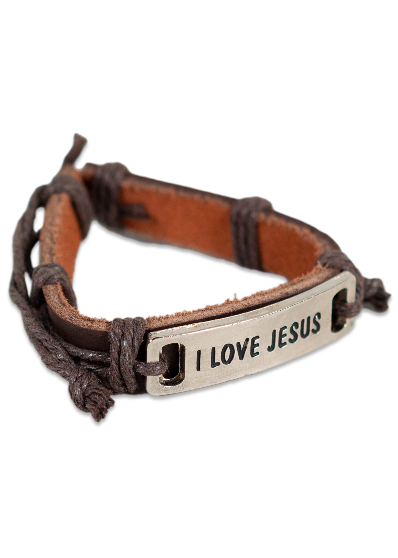 Bratara din piele maro inchis - "I Love Jesus" Bratara din piele maro inchis - "I Love Jesus"