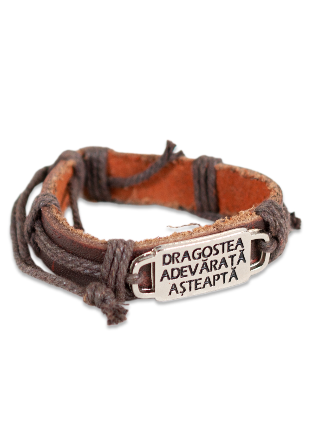 Bratara din piele maro inchis - "Dragostea adevarata asteapta" Bratara din piele maro inchis - "Dragostea adevarata asteapta"