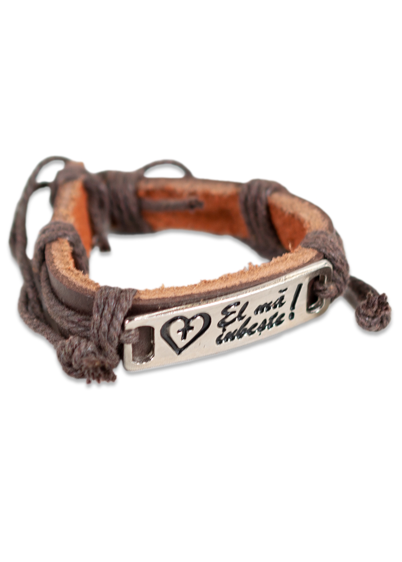 Bratara din piele maro inchis - "El ma iubeste" Bratara din piele maro inchis - "El ma iubeste"