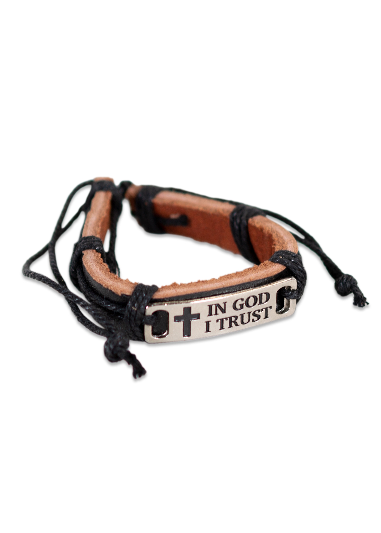 Bratara din piele neagra - " In God i trust " Bratara din piele neagra - " In God i trust "