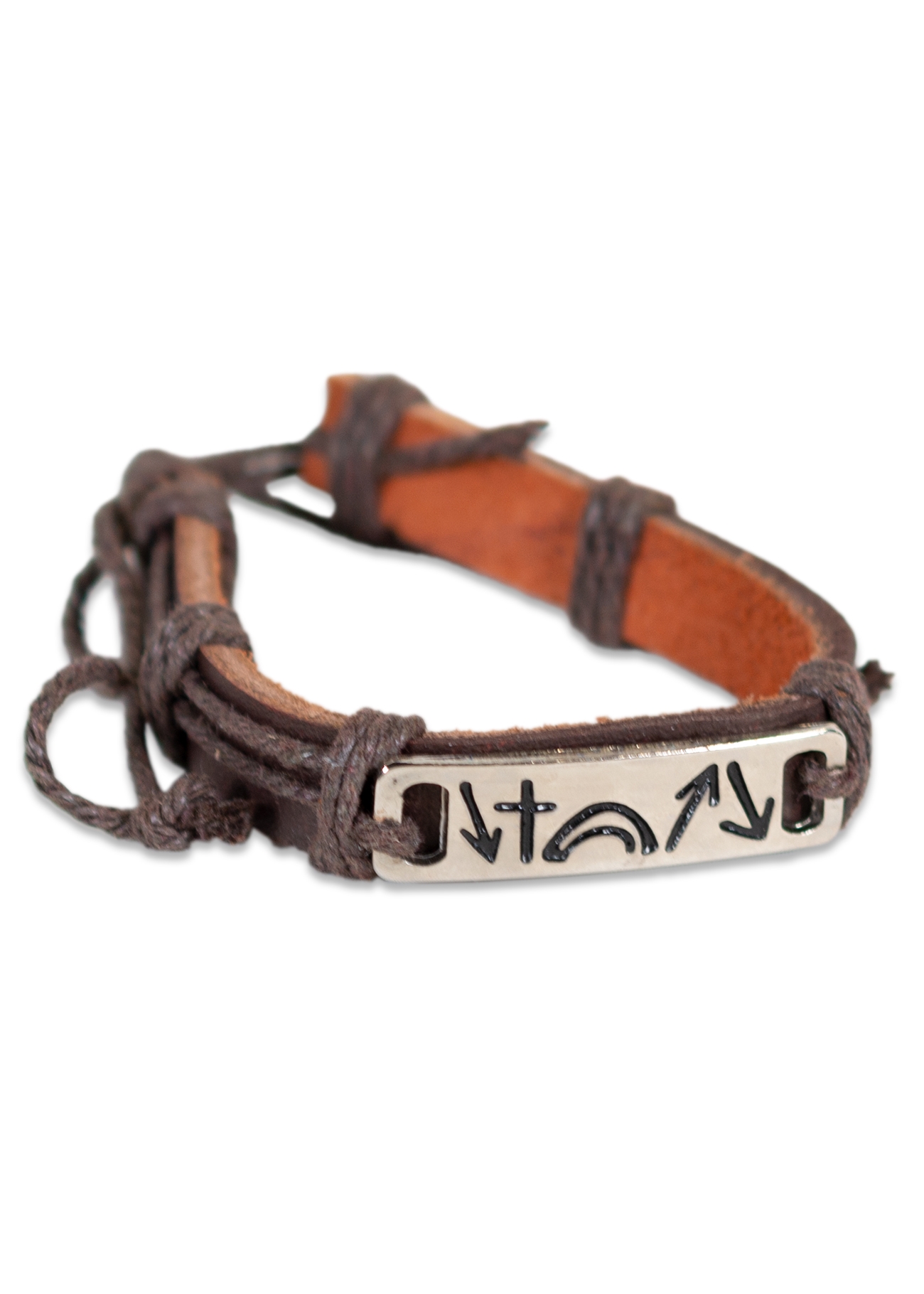 Bratara din piele maro inchis - simbol (↘✝ ⋒↗↘) Bratara din piele maro inchis - simbol (↘✝ ⋒↗↘)