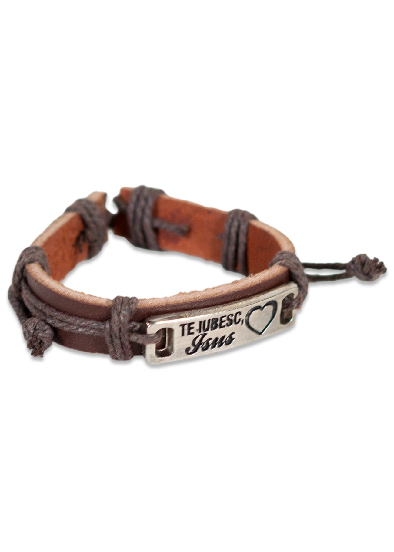 Bratara din piele maro inchis - " Te iubesc Isus" Bratara din piele maro inchis - " Te iubesc Isus"
