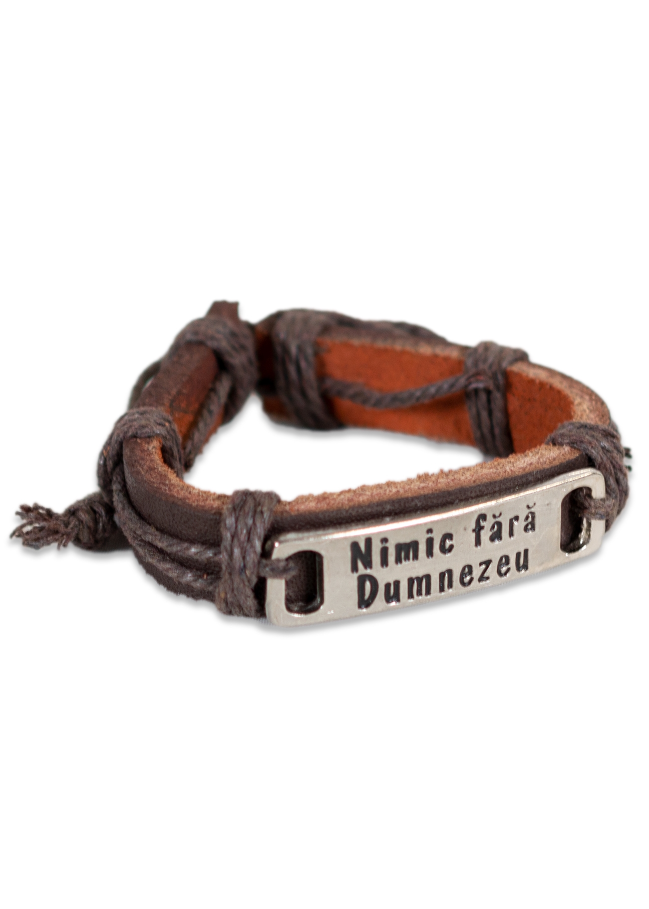 Bratara din piele maro inchis - " Nimic fara Dumnezeu" Bratara din piele maro inchis - " Nimic fara Dumnezeu"