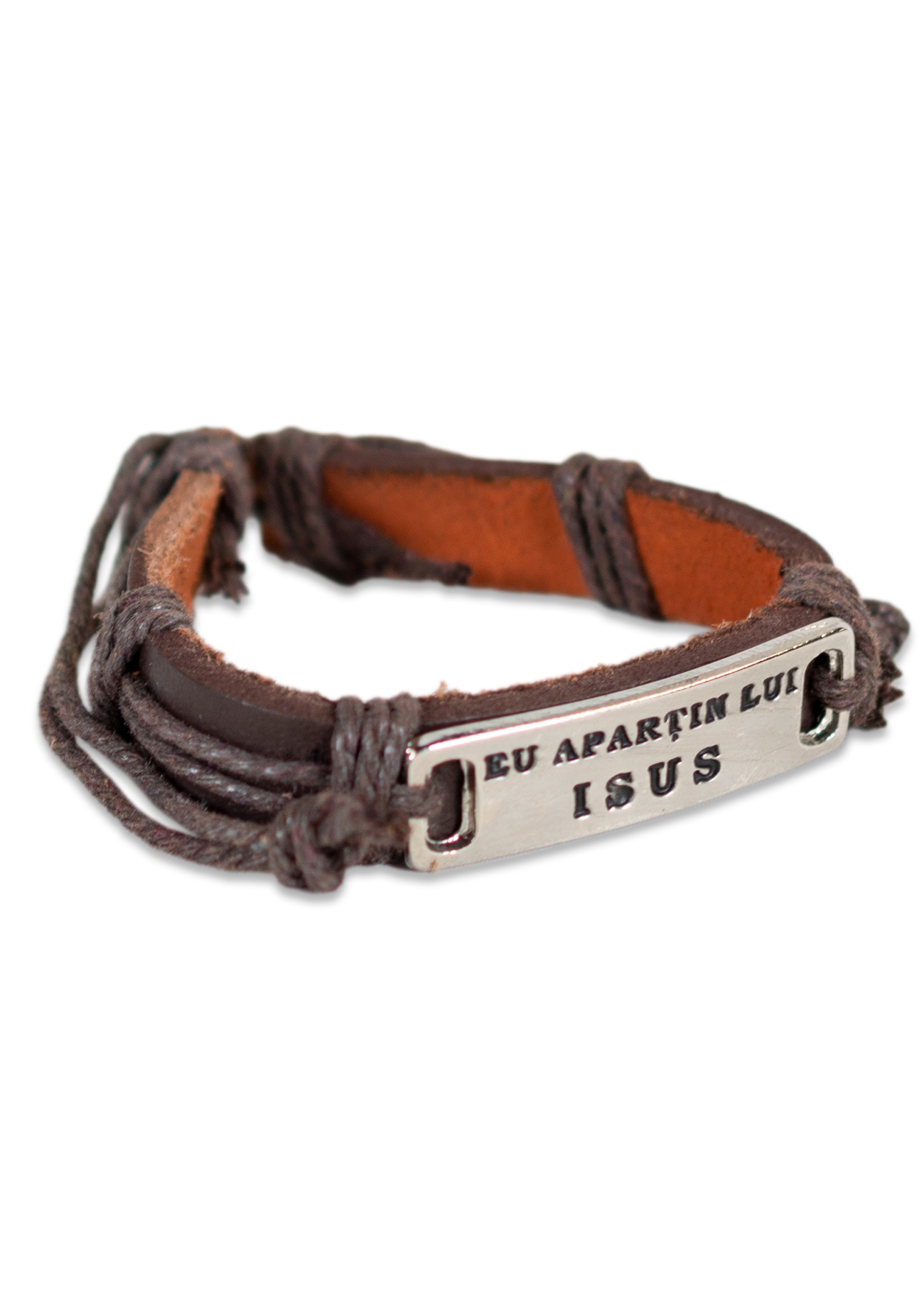 Bratara din piele maro inchis - "Eu apartin lui Isus" Bratara din piele maro inchis - "Eu apartin lui Isus"
